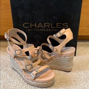 Charles by Charles David platform nude wedges 7